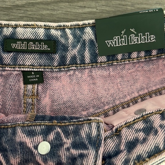 Wild Fable Women's High-Rise Bermuda Jean‎ Shorts Pink Acid Wash Size 6 - Picture 6 of 7